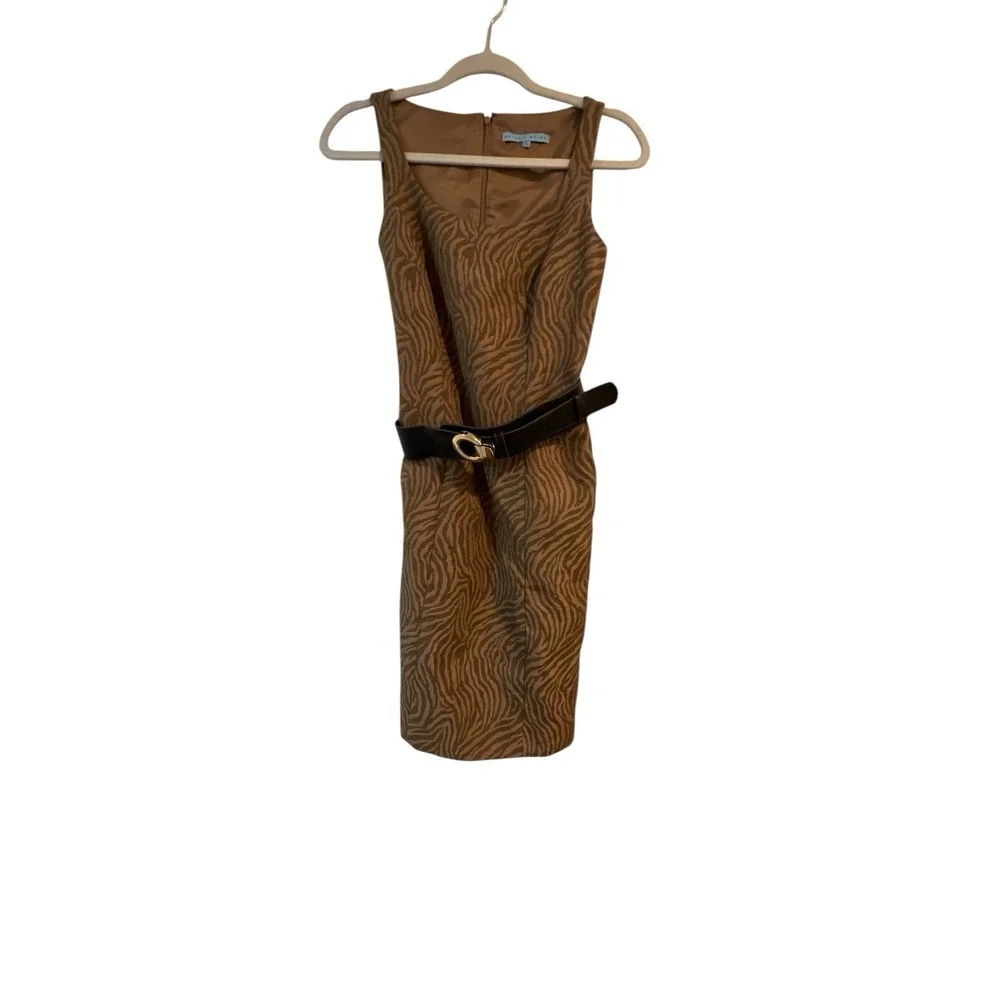 Antonio Melani Zebra Pattern Latte Sheath Dress Size‎ 0